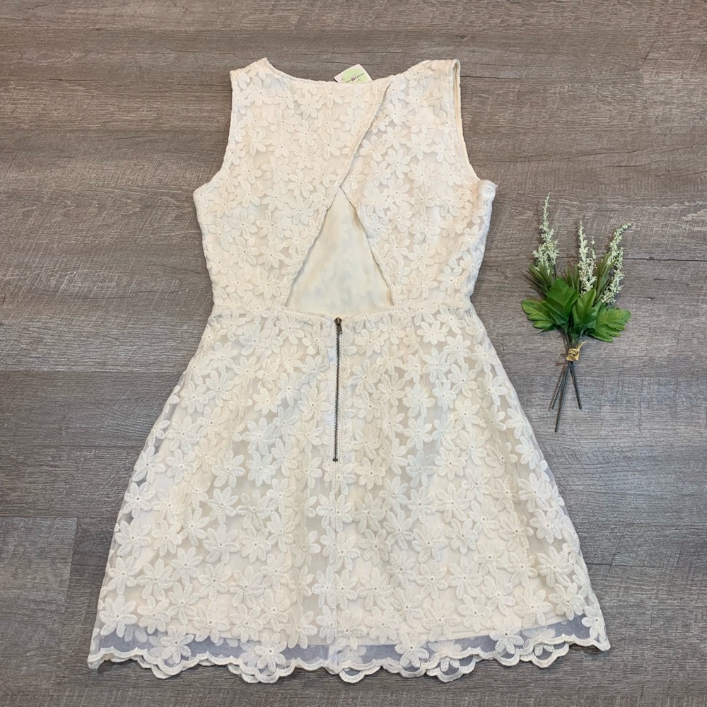 Altar’d State Floral Lace Dress Open Back Ivory S - Picture 2 of 8